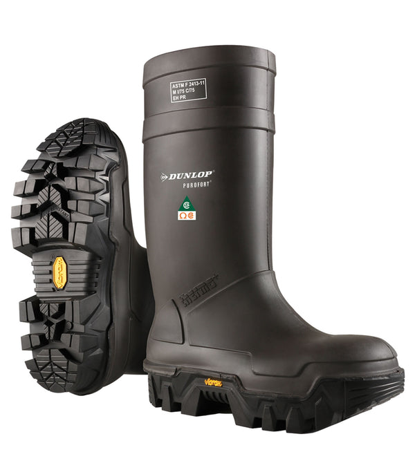 Purofort Explorer Full Safety Vibram, Black | Insulated PU Work Boots