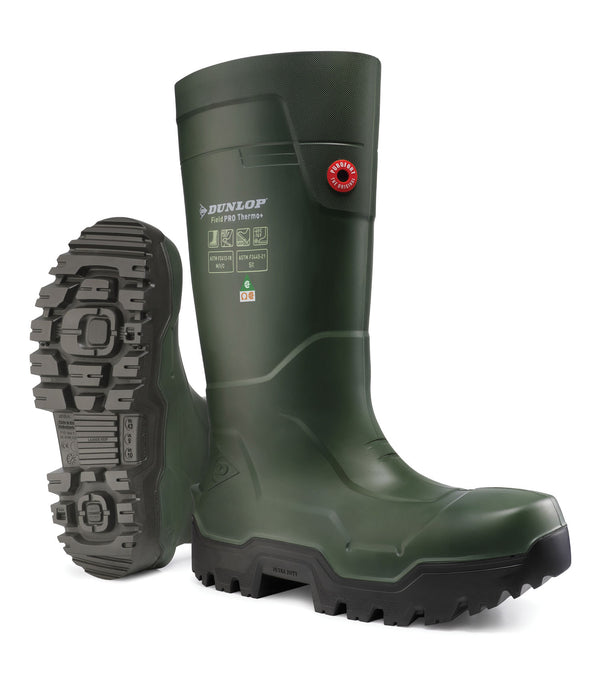 FieldPRO Thermo+ Full Safety, Green | 15’’ Insulated PU Work Boots
